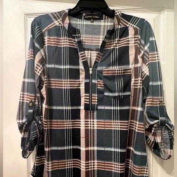 NWT Always Indigo Women’s Plaid Shirt - Picture 6 of 10